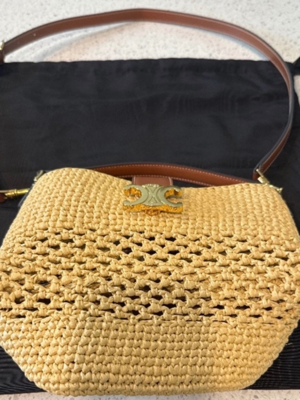 Celine Bucket Bag Raffia Medium Size